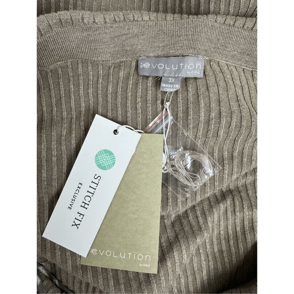 Stitch Fix Sweater Top Pullover 3X Tan Off The Shoulder Minimalist Quiet Luxury - Picture 5 of 6